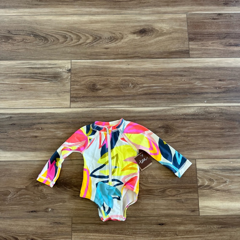 Tea Collection Colorful Long-Sleeve Baby one piece swimsuit size 3-6 months NWT